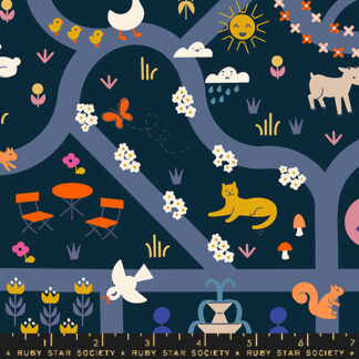 Woodland Park Garden Map in Teal Navy RS-1080-12