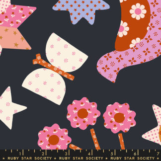 Meadow Star Applique Menagerie in Soft Black RS-4097-15
